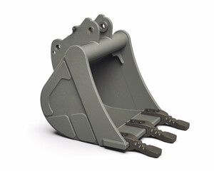 Heavy trench excavator bucket isolated on white background © jack_less