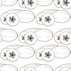 Vector illustration, seamless pattern, ripe papaya, ornament for wallpaper or fabric, wrapping paper, background for design