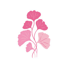 Pink floral elements. Flower and green leaves.Modern trendy Matisse minimal style.  Floral poster, invite. Vector arrangements for greeting card or invitation design