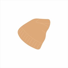 Winter beige hat. Cartoon vector illustration