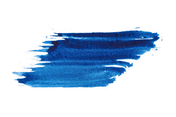 blue abstract watercolor paint brush stroke texture isolated on white background for logo and...