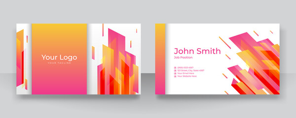 Fototapeta premium Modern elegant red orange yellow gradient business card template. Creative luxury and clean business card template with corporate concept. Vector illustration