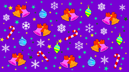 Christmas, illustration of a christmas background with various objects.

