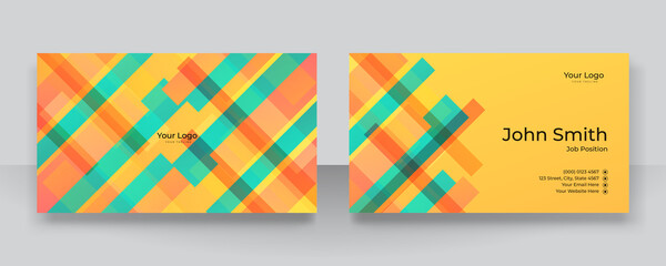 Fototapeta premium Modern elegant simple orange green business card design template