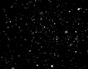 Snow falling on black background