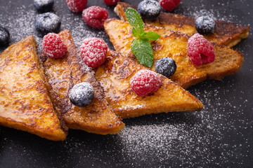 French toast with berries and honey