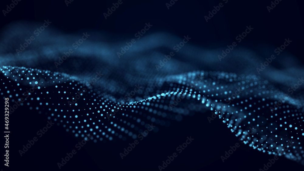 Poster Network connection structure. Data transfer. Abstract background with interweaving of dots and lines. 3D rendering.