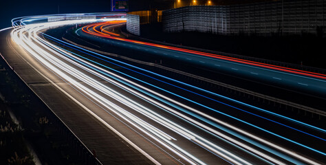 Fototapeta na wymiar lights of cars with night. long exposure