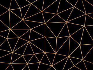 Gold line mosaic background. Presentation golden wallpaper, diamond styling. Geometric festive texture, business card tidy vector template