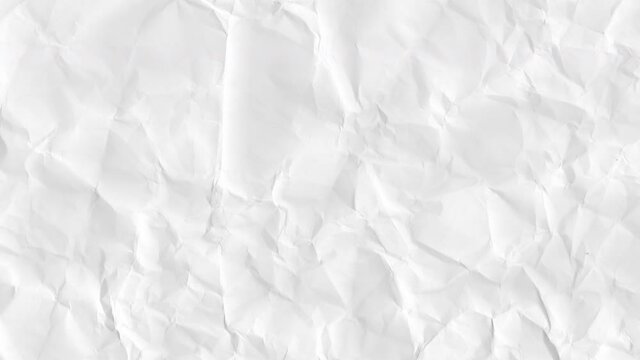 Abstract art background animation white crumpled paper. Realistic cartoon wrinkled surface texture in modern trendy stop motion style. Fashion minimal dynamic concept design.