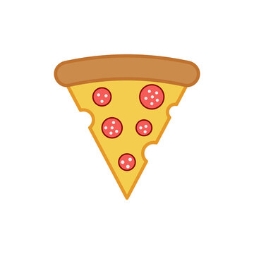 Slice of pizza vector illustration on white background. Slice of pizza, great design for any purposes. Line logotype.