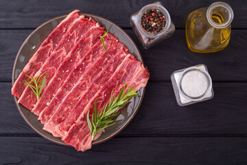 Raw marble beef bacon of black angus