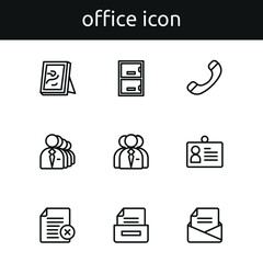 set of office icon outline style 