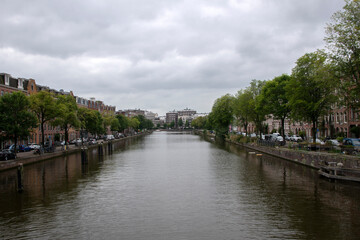 Fototapeta na wymiar View From The Kattenslootbrug Bridge At Amsterdam The Netherlands 2-9-2021