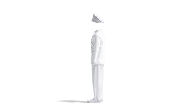 Blank white full chef uniform mockup, looped rotation