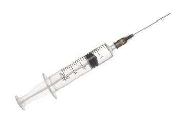 Syringe close up isolated on white background