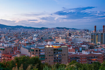 Barcelona is the capital of Catalonia. Evening city at sunset.