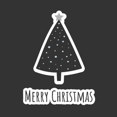 square dark Christmas Card template with Christmas tree, vector illustration