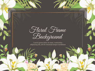 floral banner background lily and leaves