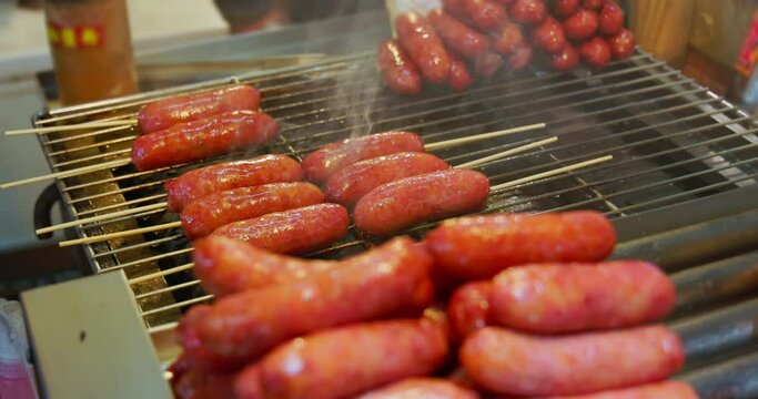 Close up of grilled sausage