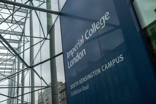 London- Imperial College London, A Renowned UK University Exterior Sign On Campus Building In South Kensington 