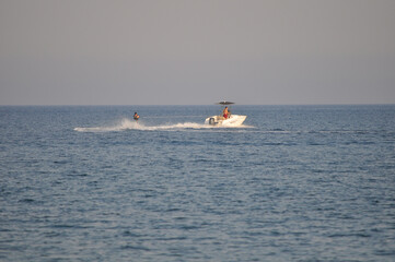 The beautiful boat in open sea