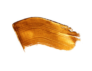 Textured golden strokes isolated on white background.