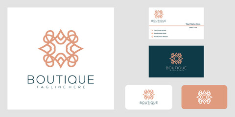 Yoga classes logo design made with leaves and flowers with simple lines