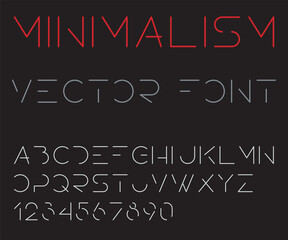 Minimalistic font. Collection of letters and numbers. Vector alphabet.