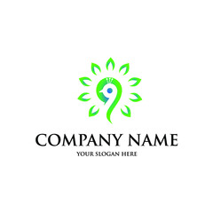 Simple logo combining beautiful peacock shape with flowers