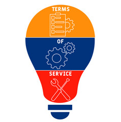 TOS - Terms Of Service acronym. business concept background.  vector illustration concept with keywords and icons. lettering illustration with icons for web banner, flyer