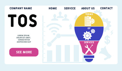 TOS - Terms Of Service acronym. business concept background.  vector illustration concept with keywords and icons. lettering illustration with icons for web banner, flyer