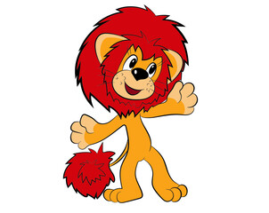 Cartoon lion isolated on white background. Vector illustration.