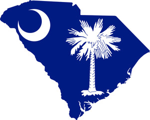 Simple flat flag administrative map of the Federal State of South Carolina USA