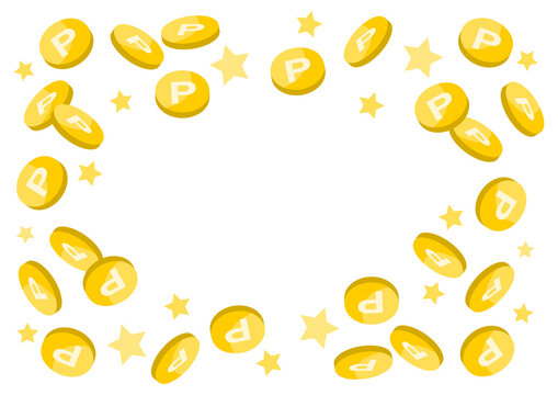 ポイントコインと星模様のフレームイラスト © osame