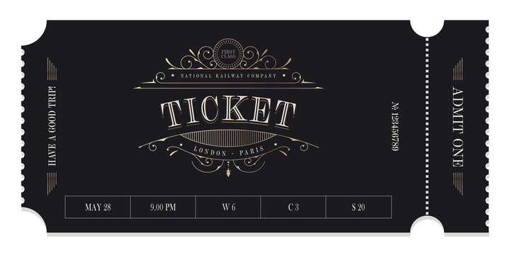 Ticket template in vintage style. For excursion routes, retro parties and clubs and other projects. Just add your own text. Vector. can be used for printing.