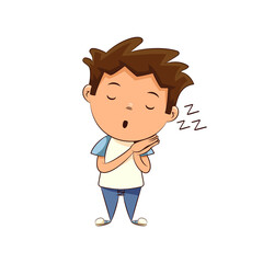 Child sleeping standing up