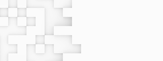 Obraz premium Randomly positioned inlay white square cube boxes block background wallpaper banner template with copy space