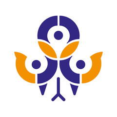 Abstract snake logo of mexican mythology serpent head