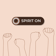 Vector illustration with coffee cup top view and spirit on concept. Creative poster for cafe and restaurant design