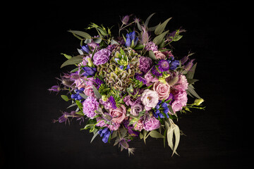 designer pink bouquet on black background