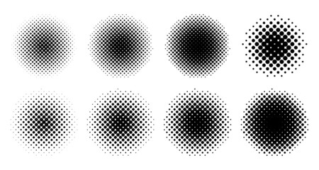 ドットグラデーションのイラスト素材セット_丸_円