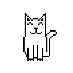 Animal cat pixel look icon, vector illustration,