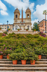 Church of Trinita dei Monti, iconic landmark in Rome, Italy
