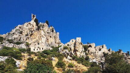 Hilarion Castle is one of the most beautiful monuments in Cyprus. Offers stunning views of the Mediterranean Sea and the city of Kyrenia (Girne)