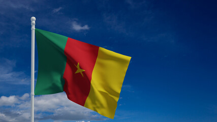 Cameroon flag, waving in the wind - 3d rendering