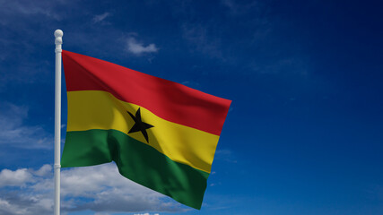 Ghana flag, waving in the wind - 3d rendering