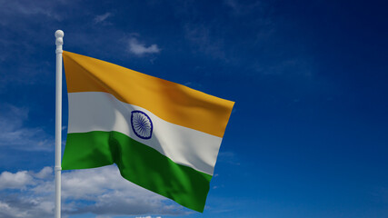 India flag, waving in the wind - 3d rendering