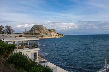 view of the coast of  corfu island in greece