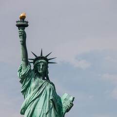 Fototapeta premium Postcards from New York: Statue of Liberty, Liberty Island, New Jersey - square frame